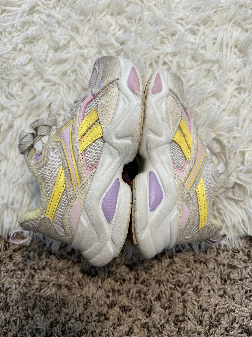 adidas Kids Yellow, Pink & Lavender Mesh Sneakers